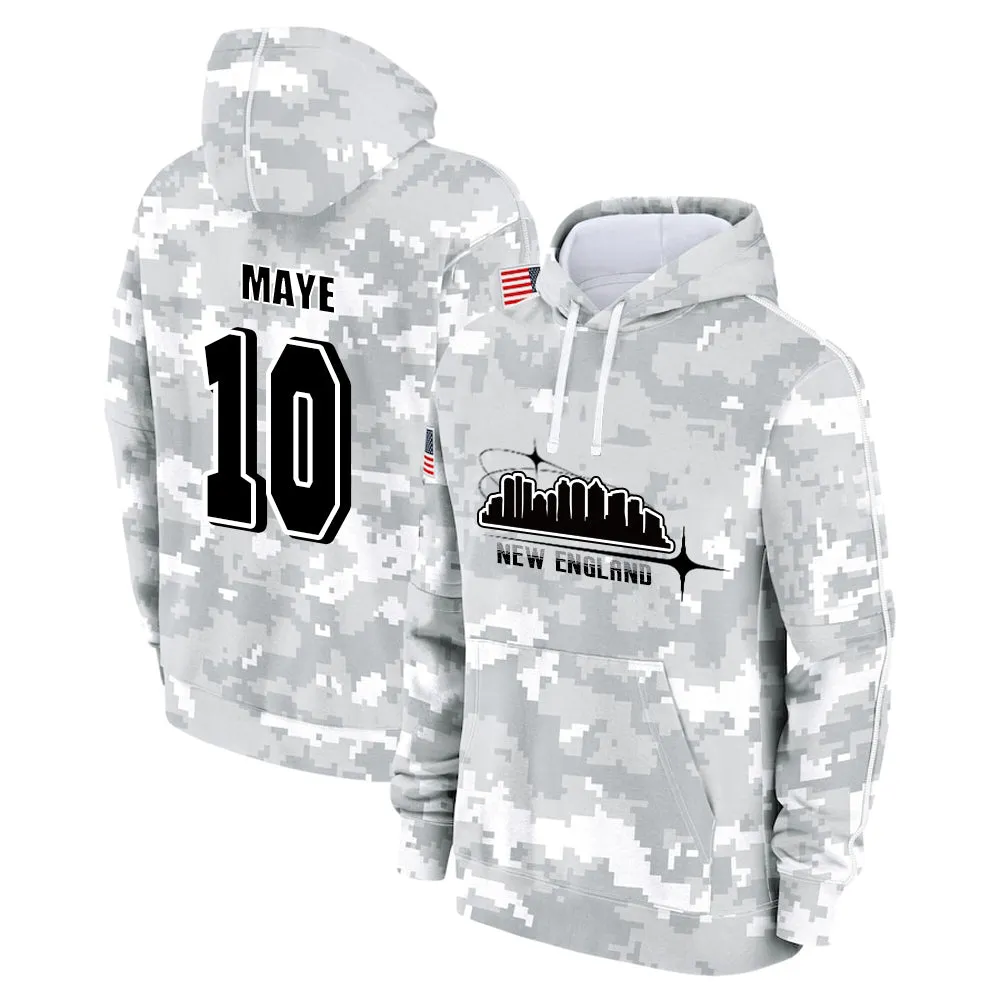 #10 Maye Salute to Players Hoodie New England Patriots Fashion Fan Hoodies Fall Fleece Tops American Football Fan Gifts