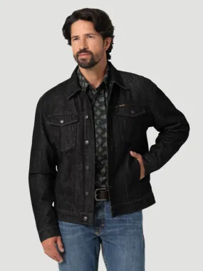 112335726- Wrangler Men’s Cowboy Cut Sherpa Lined Denim Jacket - Black Obelisk