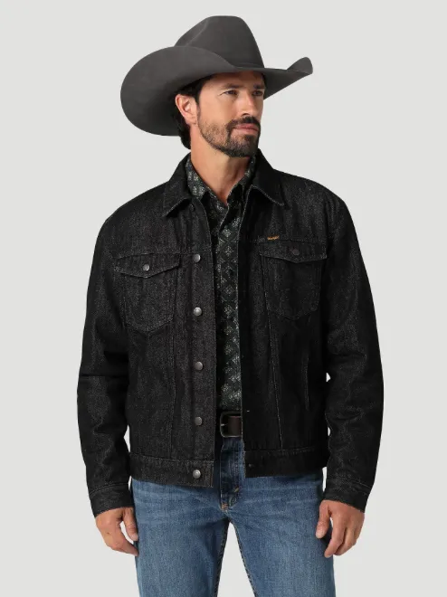 112335726- Wrangler Men’s Cowboy Cut Sherpa Lined Denim Jacket - Black Obelisk