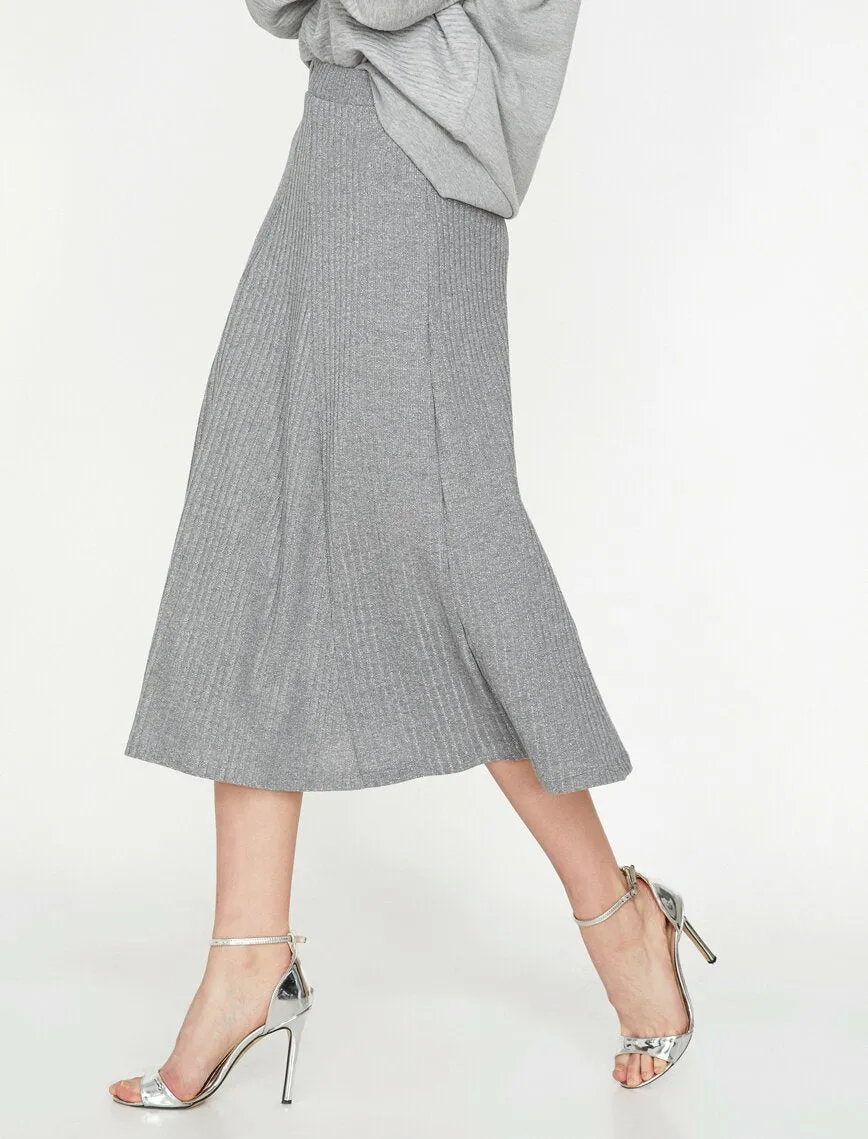 12292 Anthracite Knitwear Midi Skirt