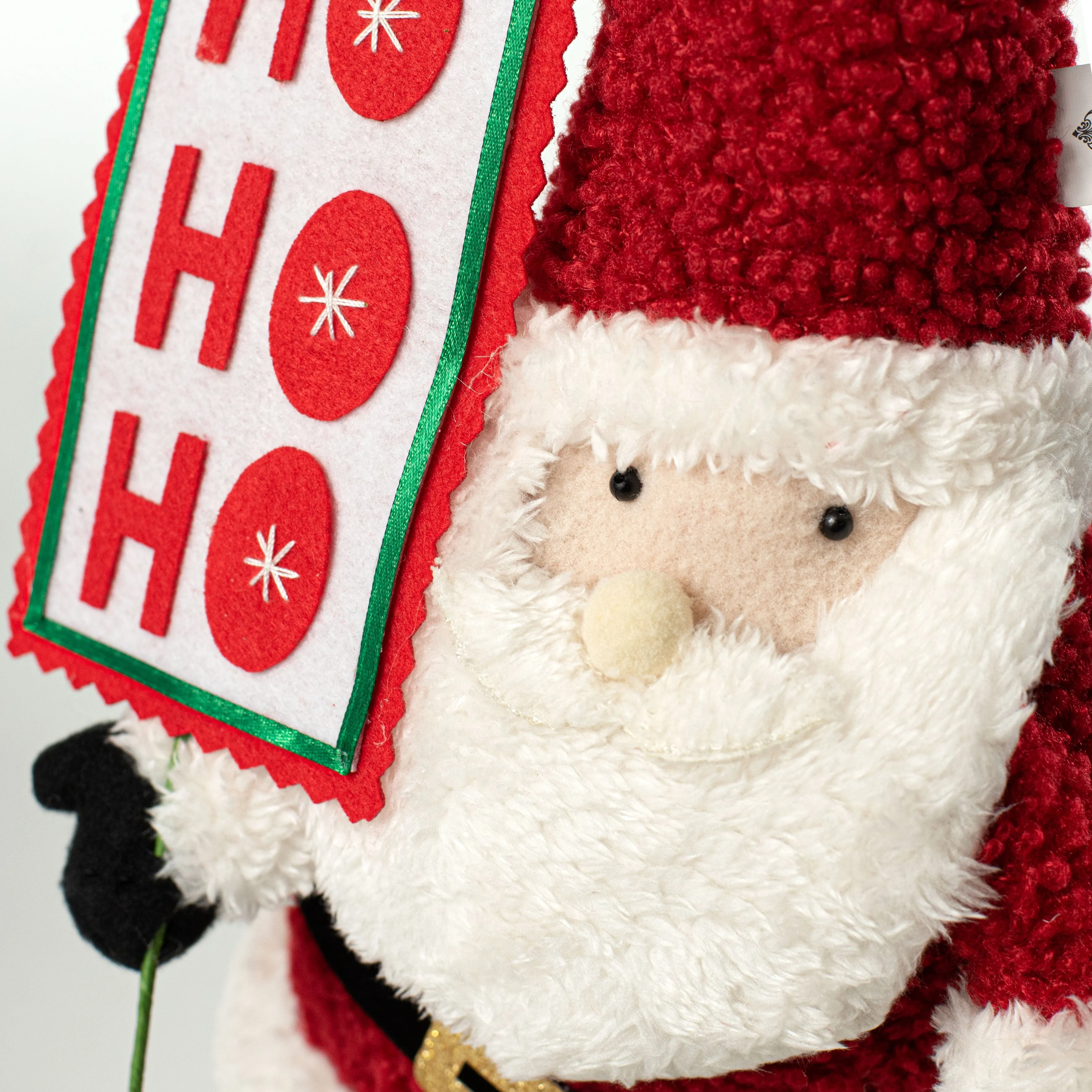 17" Wool Knit Ho Ho Ho Santa Ornament