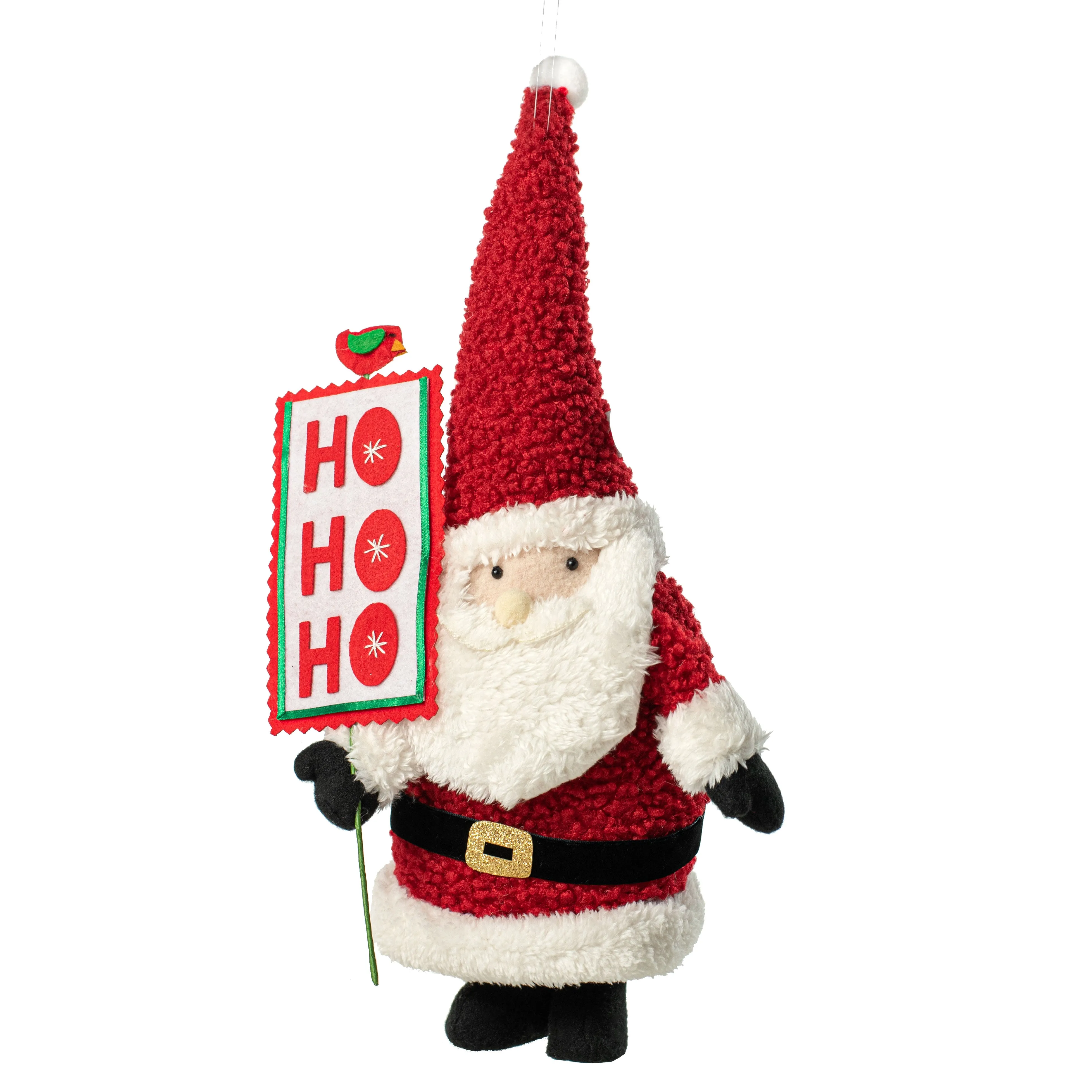 17" Wool Knit Ho Ho Ho Santa Ornament