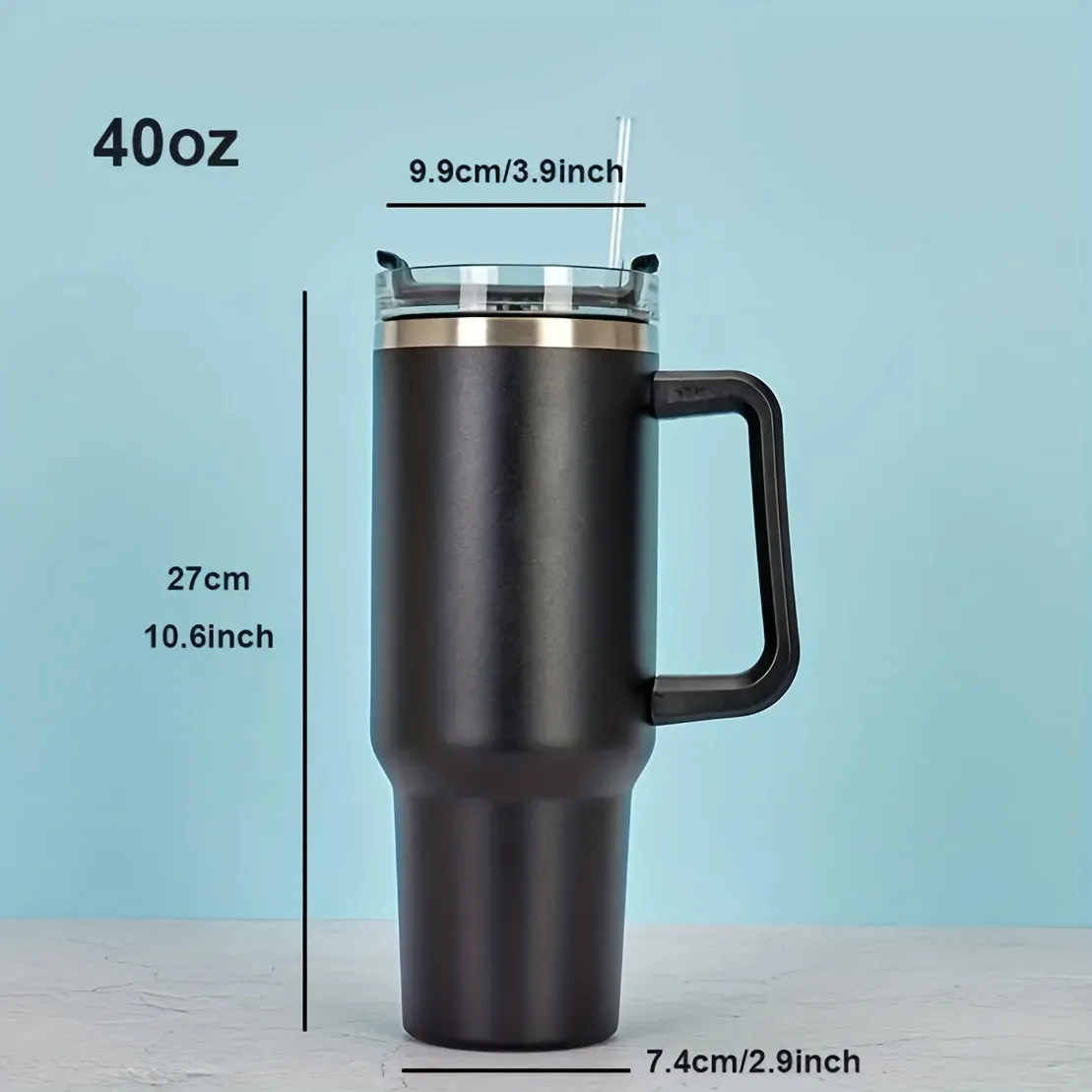 1pc, Tumbler With Lid And Straw, 40oz Stainless Steel Thermal Water Bottle With Handle, Portable Drinking Cups, For Car, Home, Office, Summer Drinkware, Travel Accessories, Home Kitchen Items, Birthday Gifts, Back To School Supplies