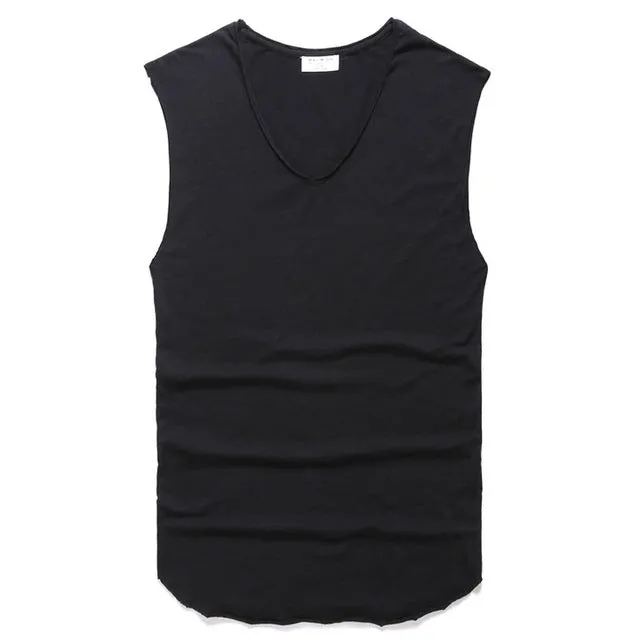 2017 Men summer casual cotton v neck tank top men sleeveless solid high quality tank top men loose joggers tank top men hot sale