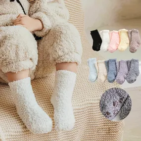 3 Pairs Of Baby Boy's Solid Color Thermal Thickened Crew Socks, Comfy Casual Soft Cotton Blend Knitted Crew Socks, Baby Boy's Hosiery