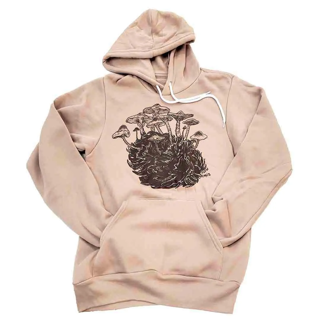 Adult Hoodie - Mushroom Pine Cone Light Brown Long Sleeves (XS - 2X) by Slow Loris