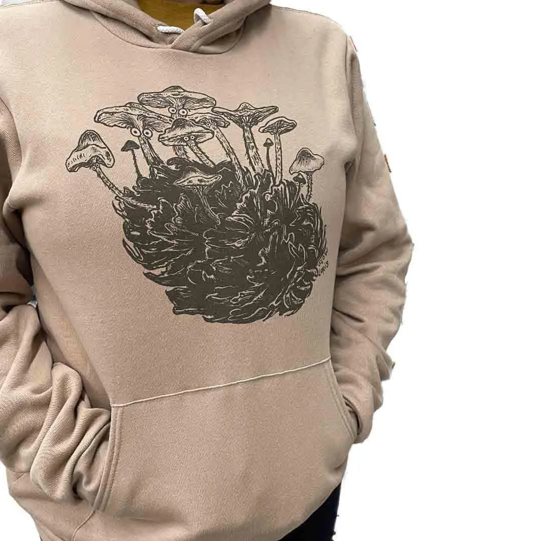 Adult Hoodie - Mushroom Pine Cone Light Brown Long Sleeves (XS - 2X) by Slow Loris