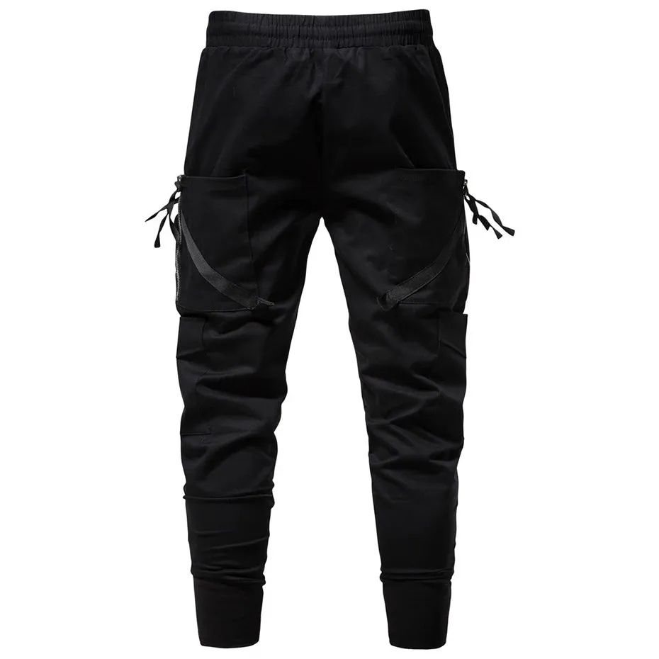 Aidase Men Y2K Cargo Pants Zipper Pocket Tactical Techwear Ninja Jogger Pants Black Fashion Streetwear Pants Punk Sweatpants Trousers