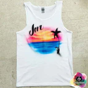 Airbrush Deep Blue Beach Shirt Design