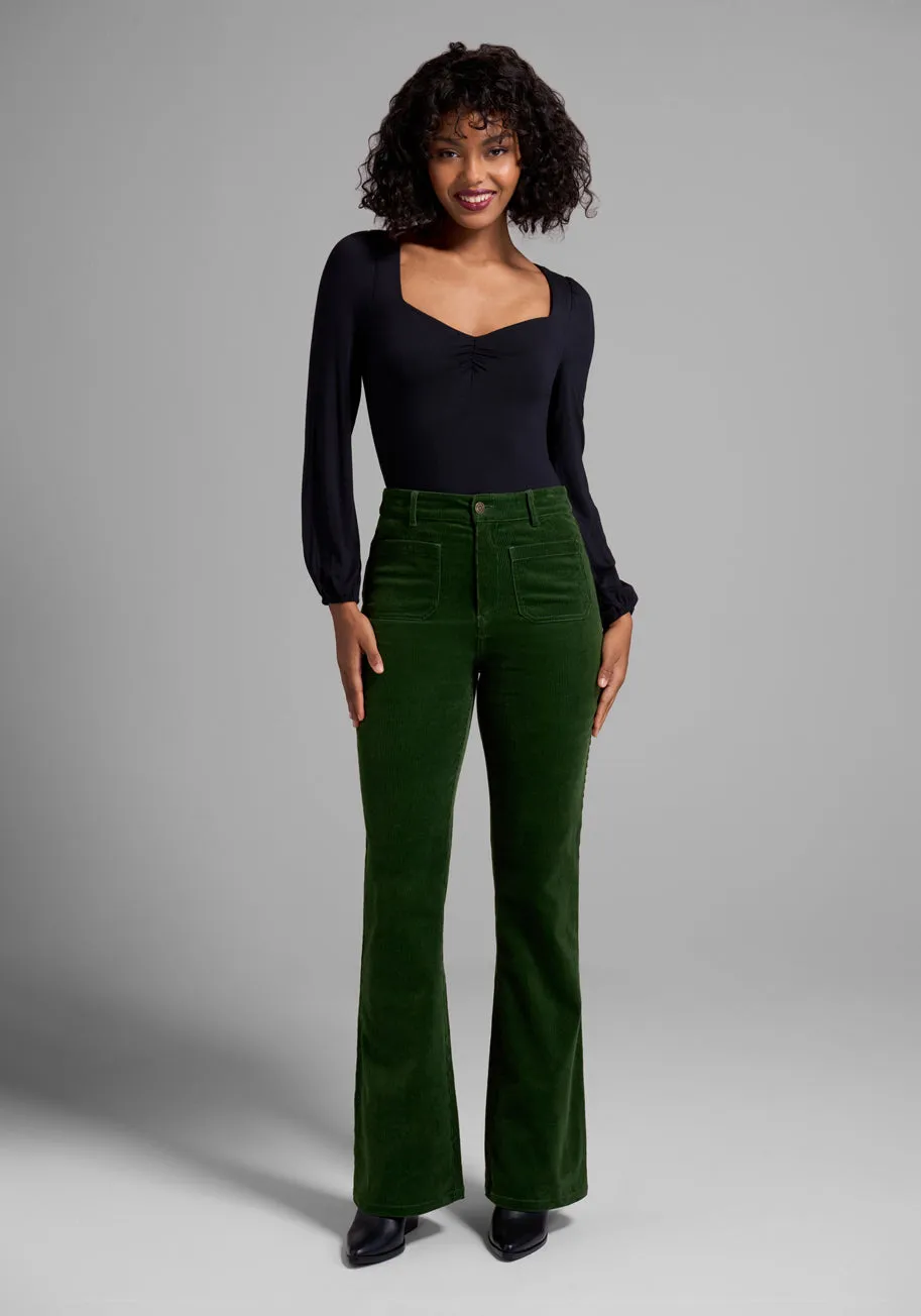 All Aboard For Corduroy Flare-Leg Pants