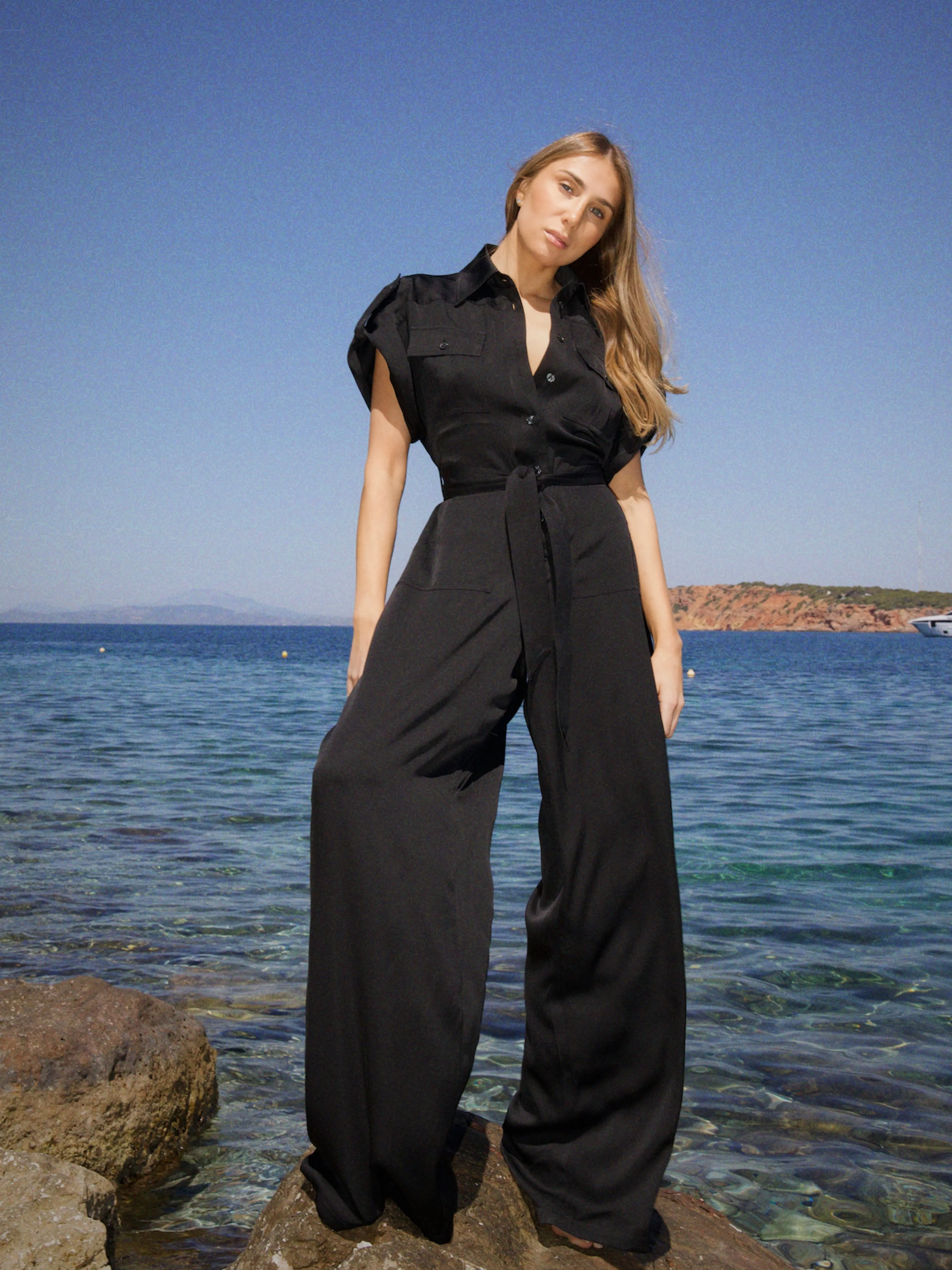 Amalfi Silk Jumpsuit Black