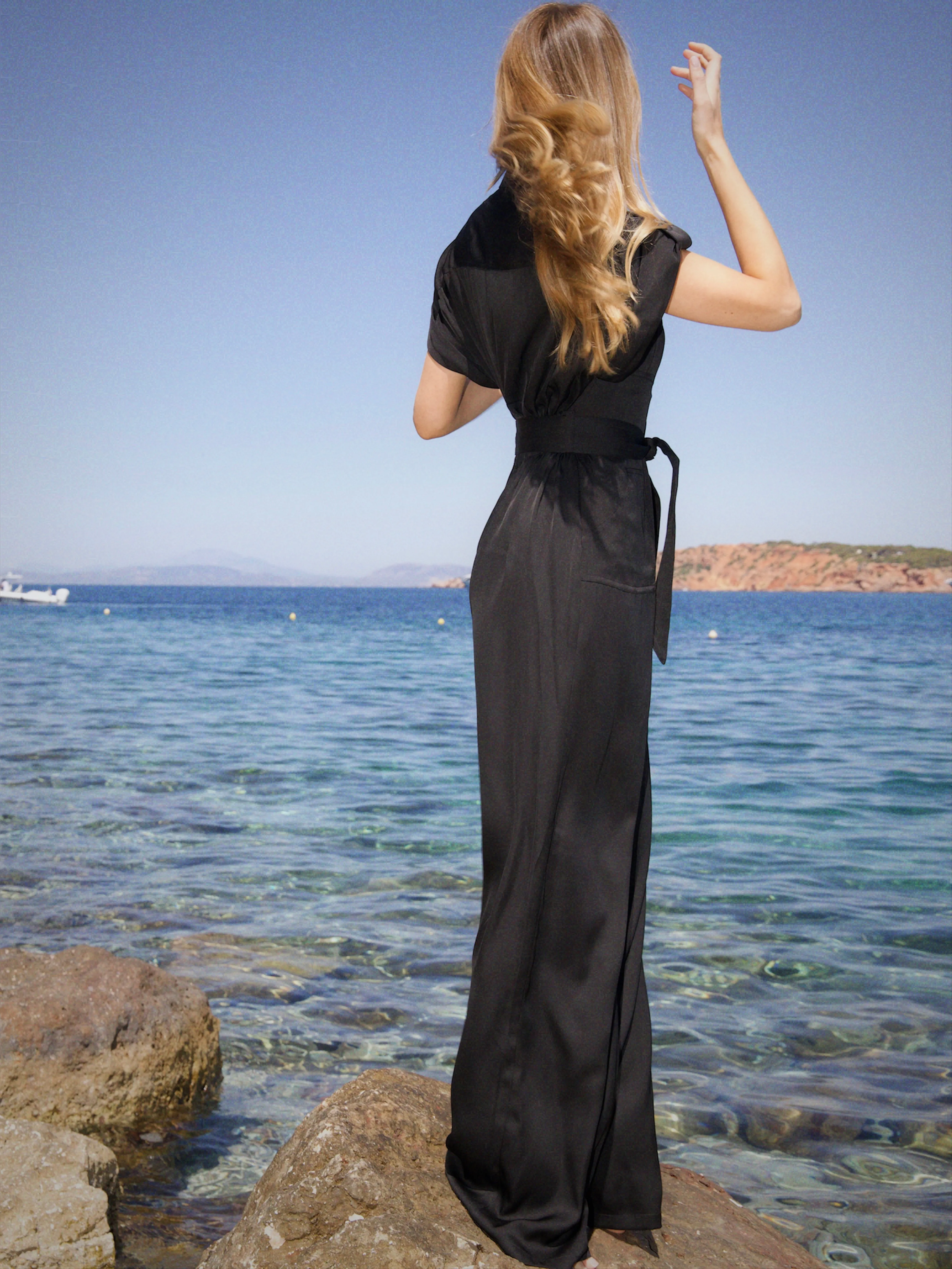 Amalfi Silk Jumpsuit Black