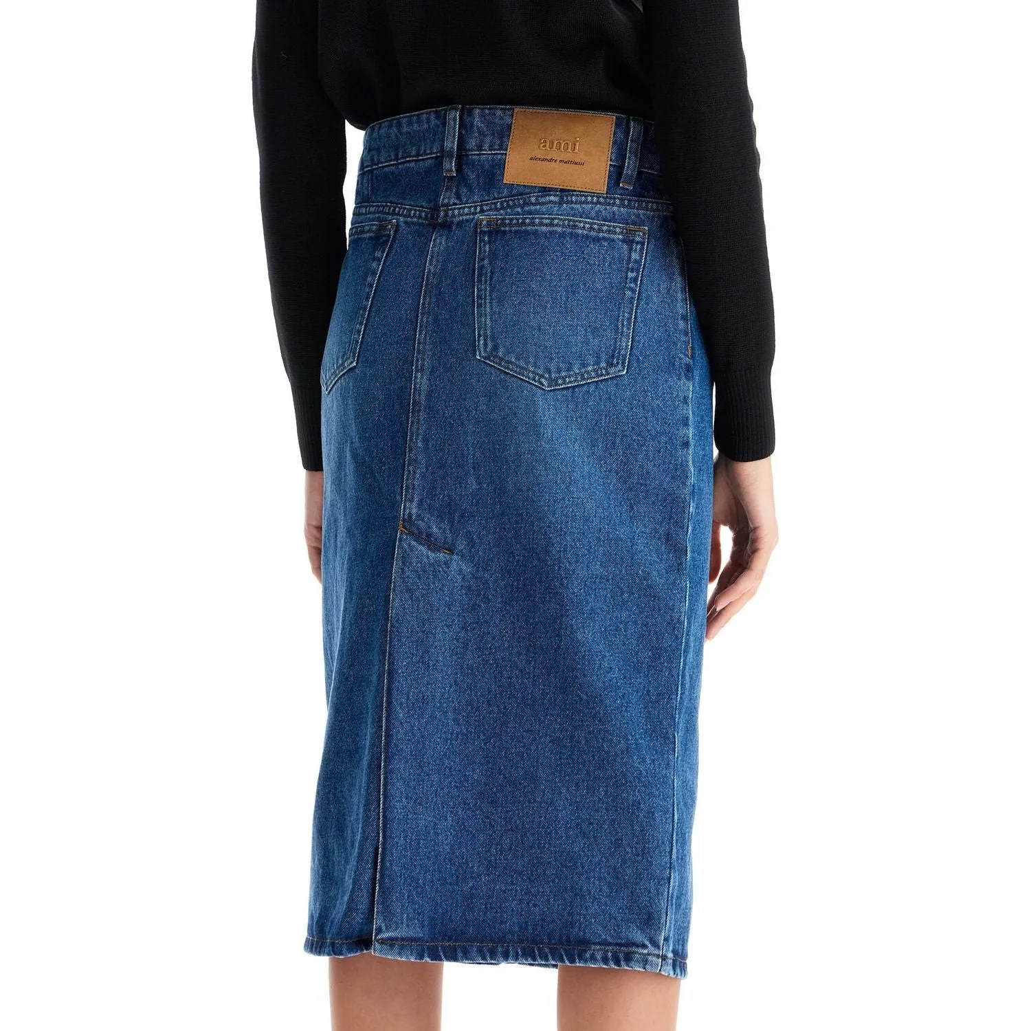 Ami Alexandre Matiussi denim midi skirt in seven