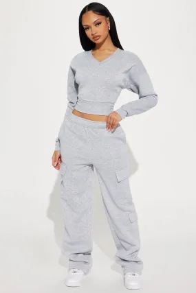 Anais Wide Leg Lounge Pant - Heather Grey