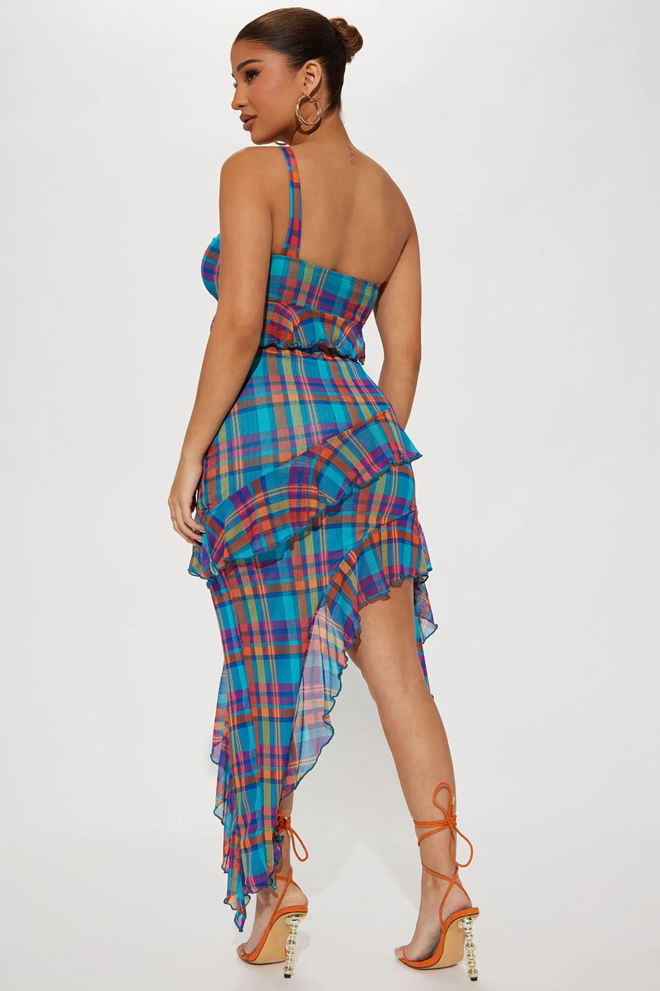 Azura Plaid Skirt Set - Blue/combo