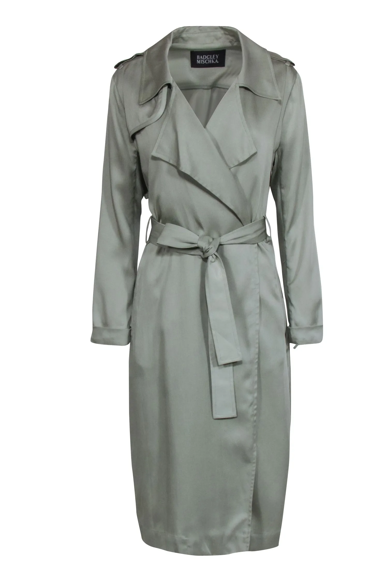 Badgley Mischka -  Sage Green Trench Coat Jacket Sz M