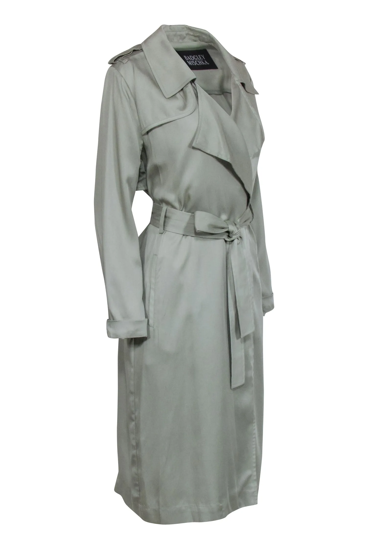 Badgley Mischka -  Sage Green Trench Coat Jacket Sz M