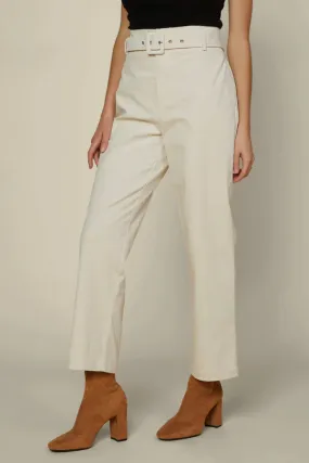 Belted Straight Leg Corduroy Pants