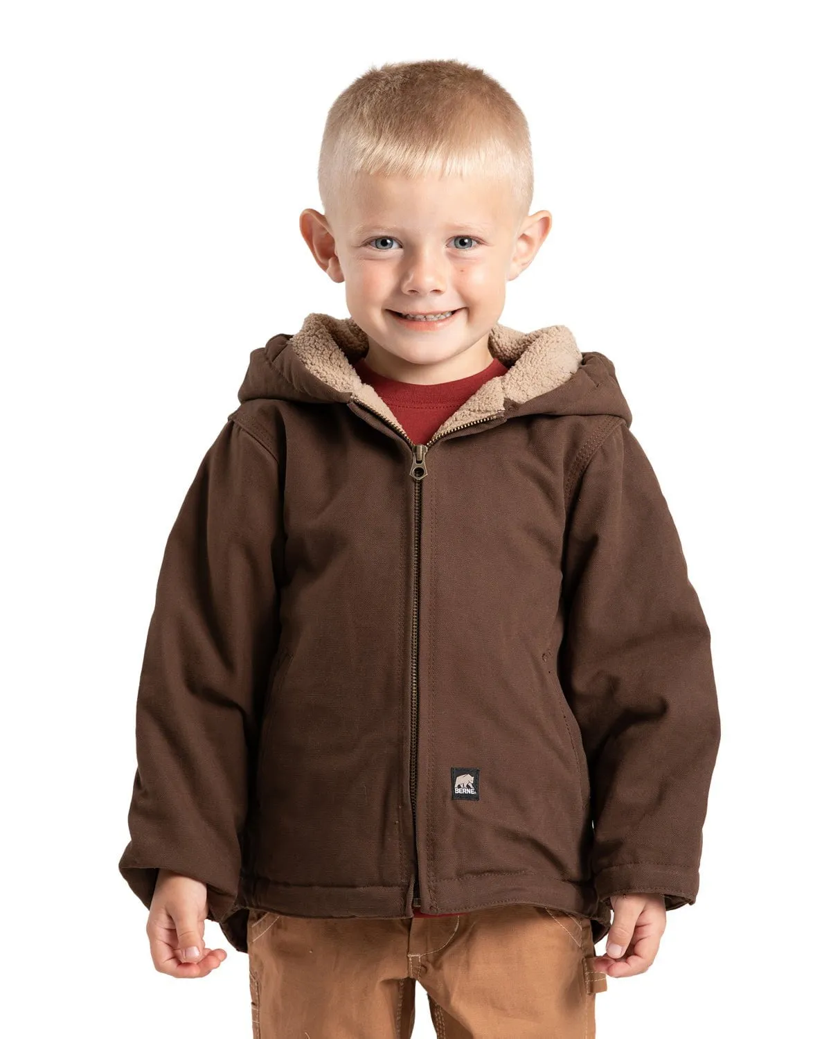 Berne Toddler Unisex Sherpa-Lined Softstone Hooded Bark 100% Cotton Jacket