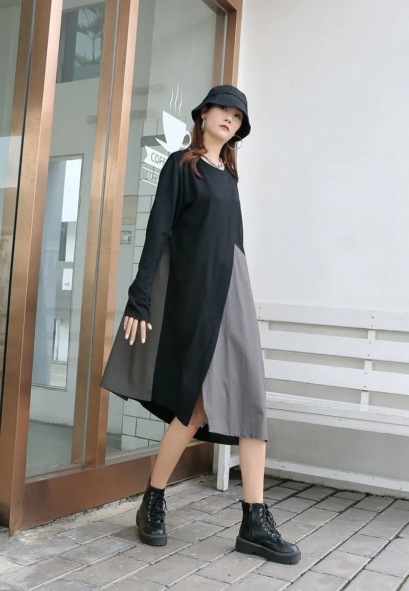 Black and Grey Oversized T-Shirt Dress