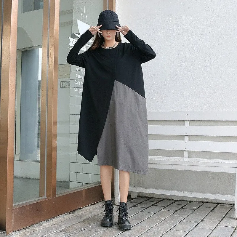 Black and Grey Oversized T-Shirt Dress