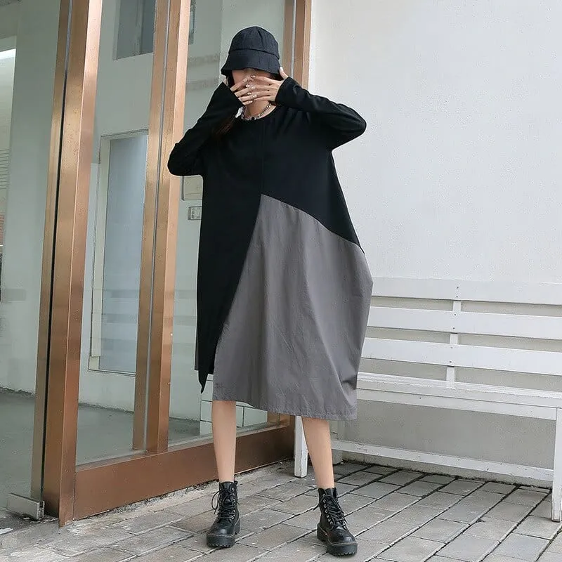 Black and Grey Oversized T-Shirt Dress