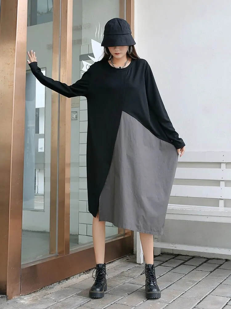 Black and Grey Oversized T-Shirt Dress