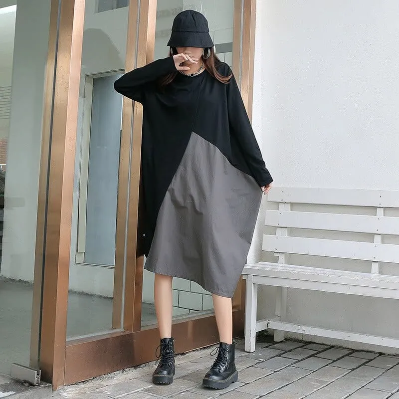 Black and Grey Oversized T-Shirt Dress