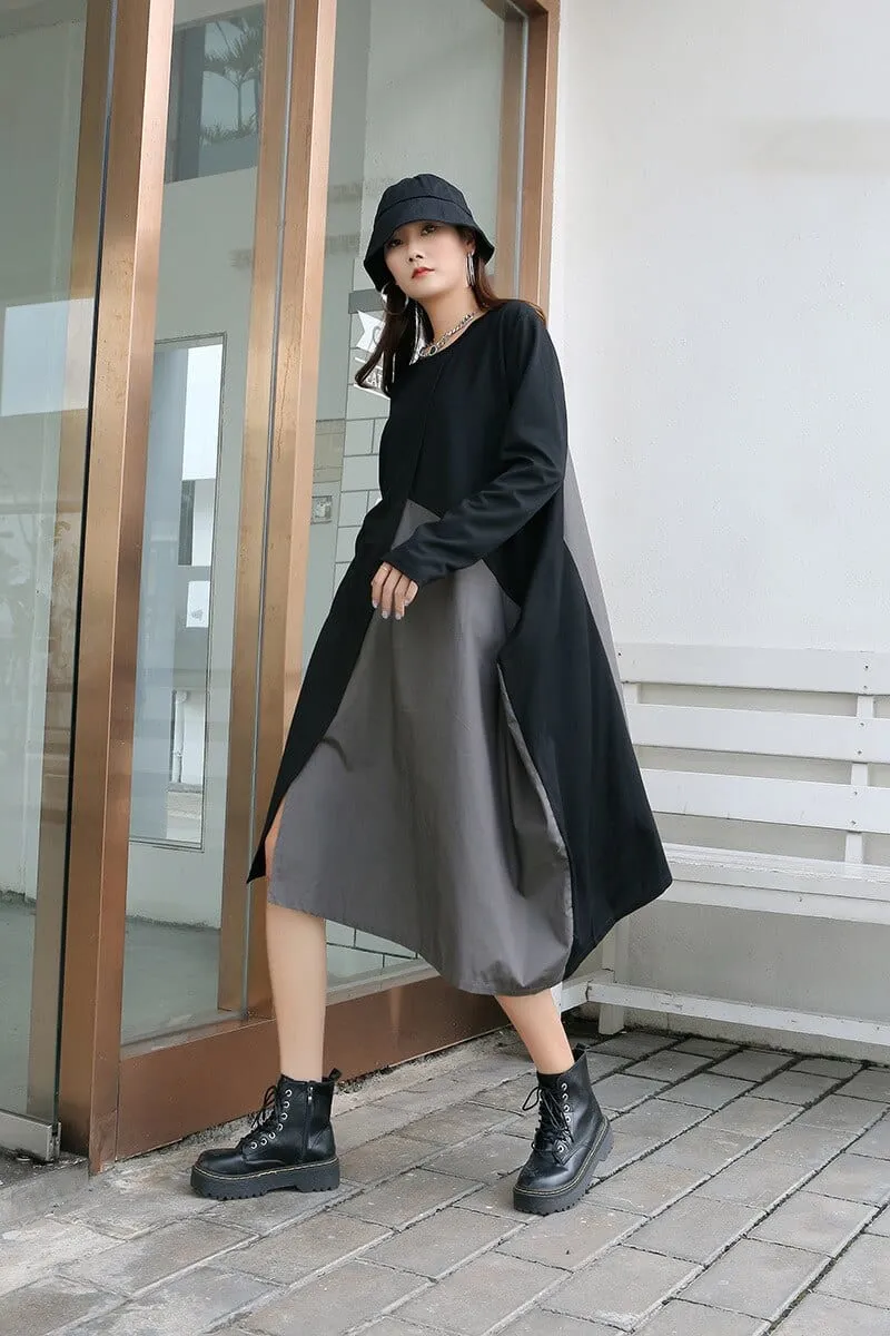 Black and Grey Oversized T-Shirt Dress