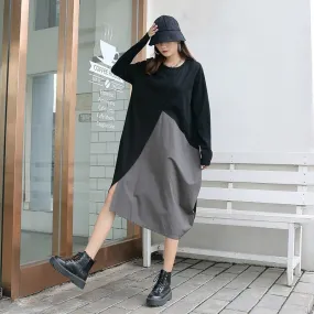 Black and Grey Oversized T-Shirt Dress