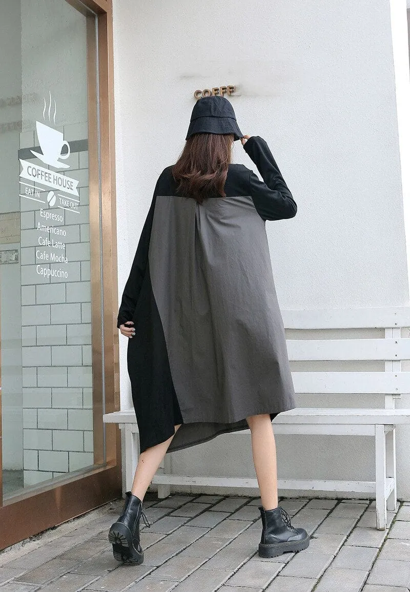 Black and Grey Oversized T-Shirt Dress