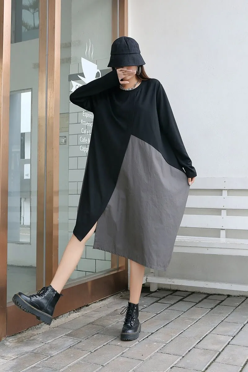 Black and Grey Oversized T-Shirt Dress