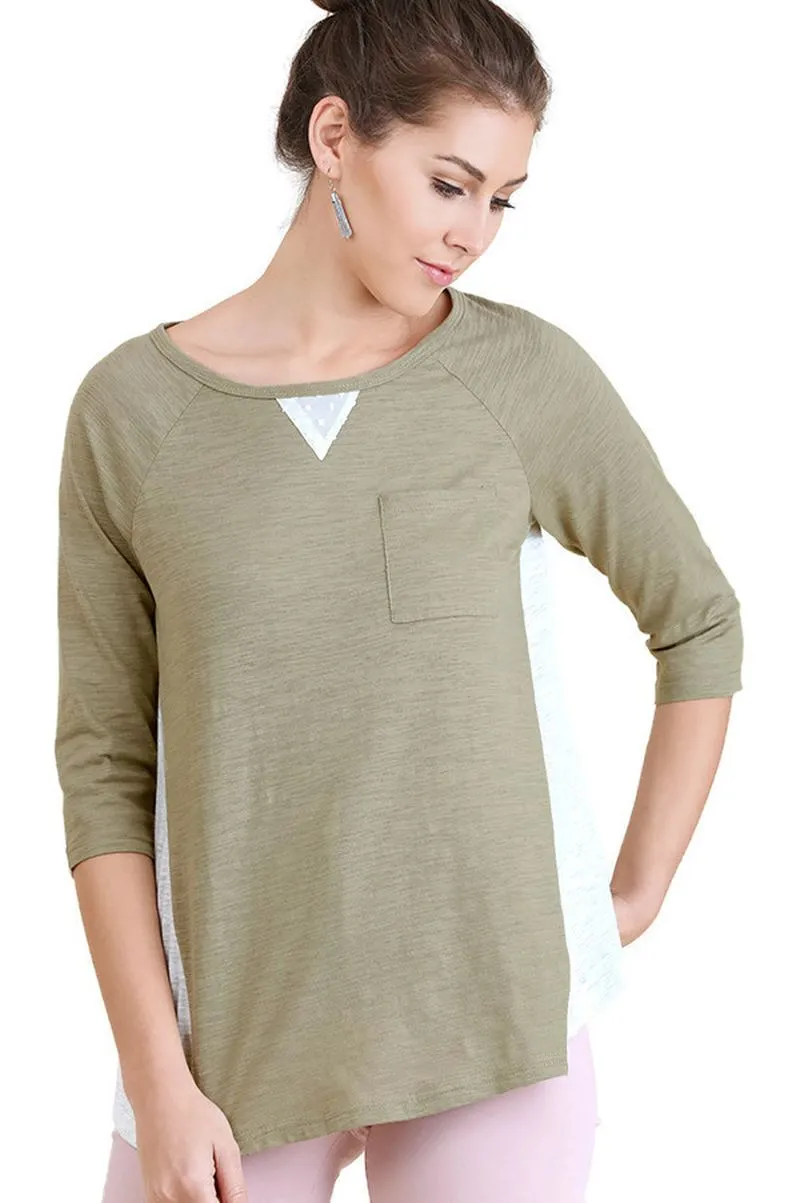 Boat Neck Raglan Sleeve Top, Sage