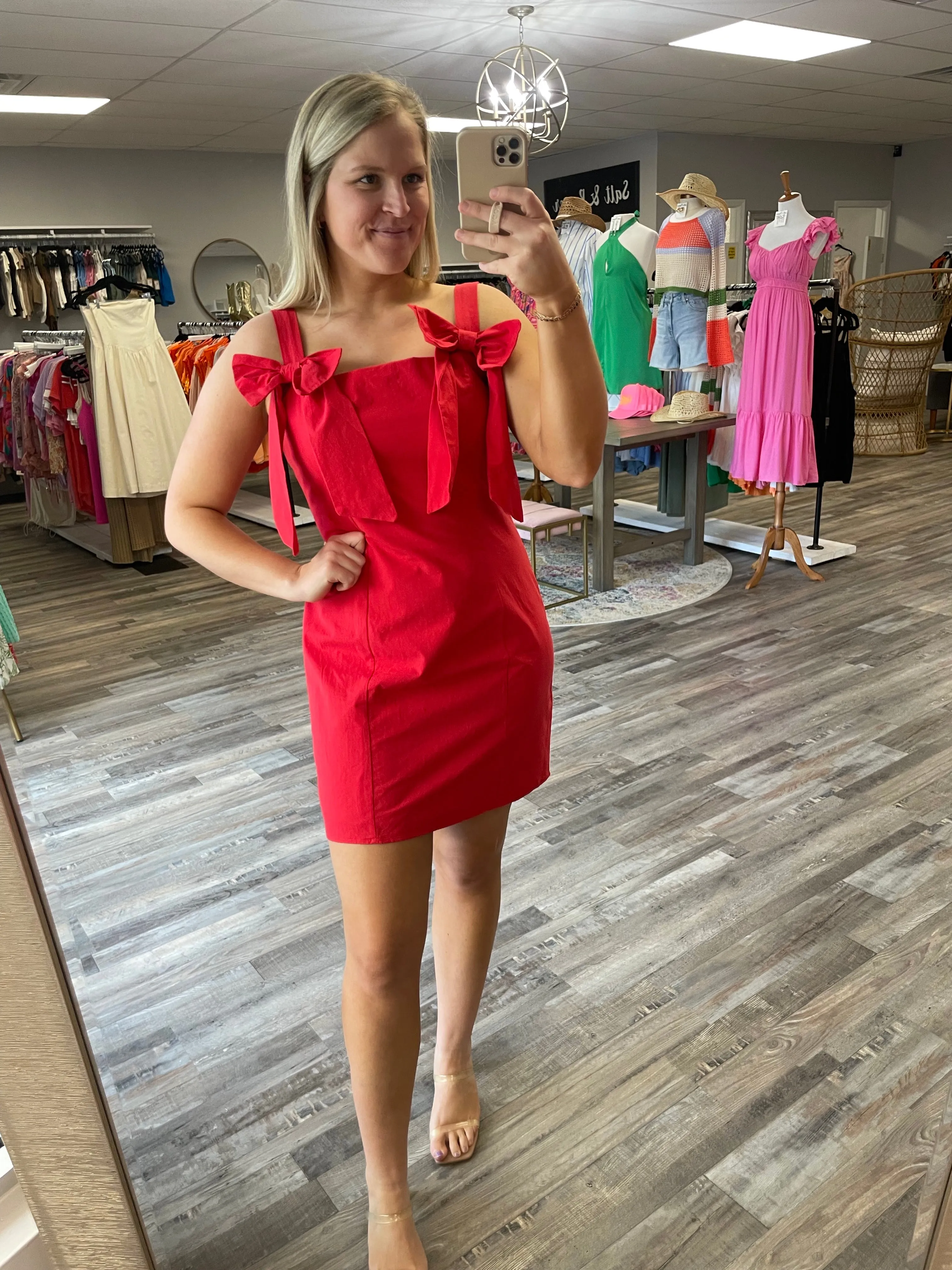 Bow Detail Dress - Red