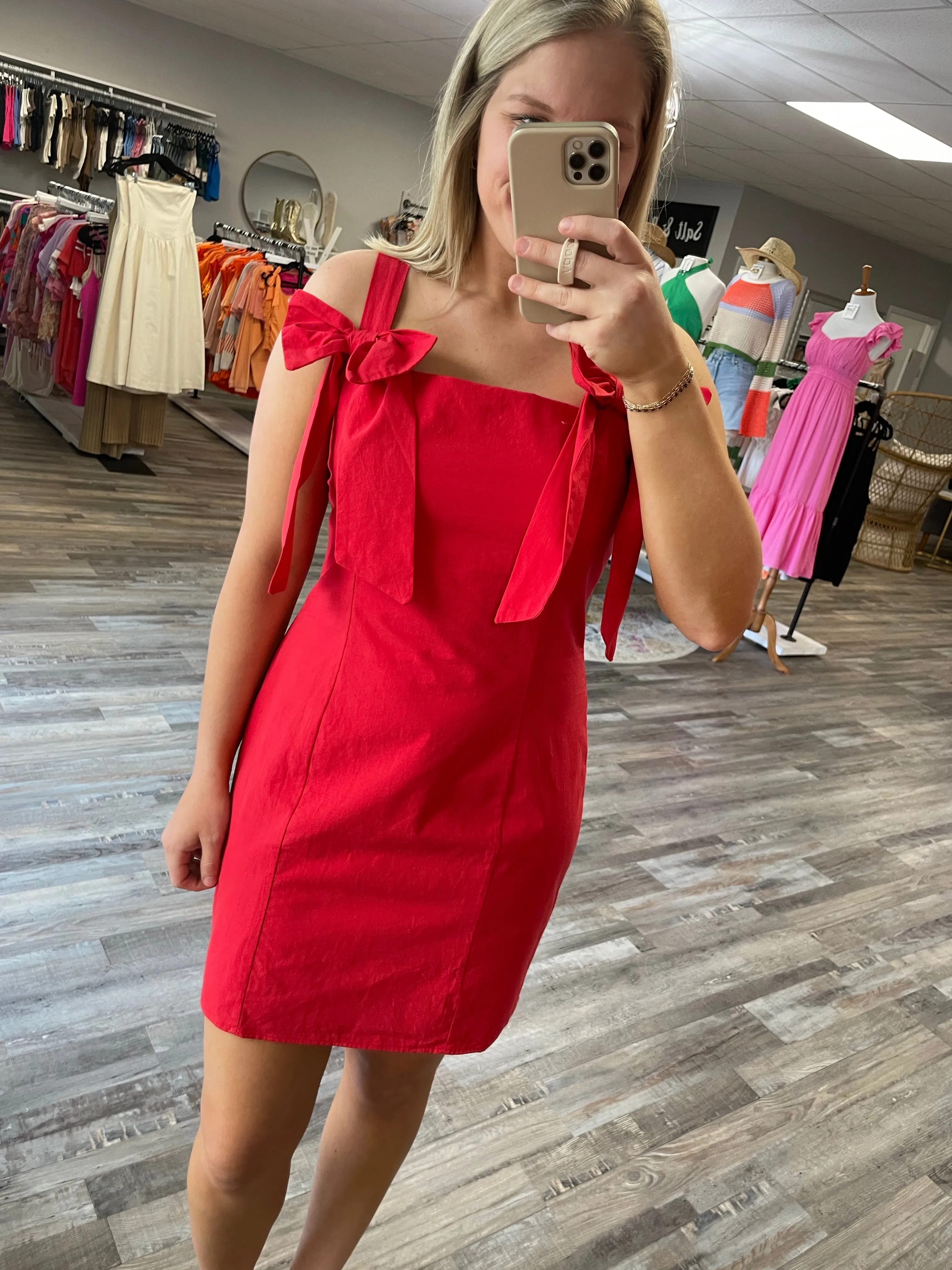 Bow Detail Dress - Red