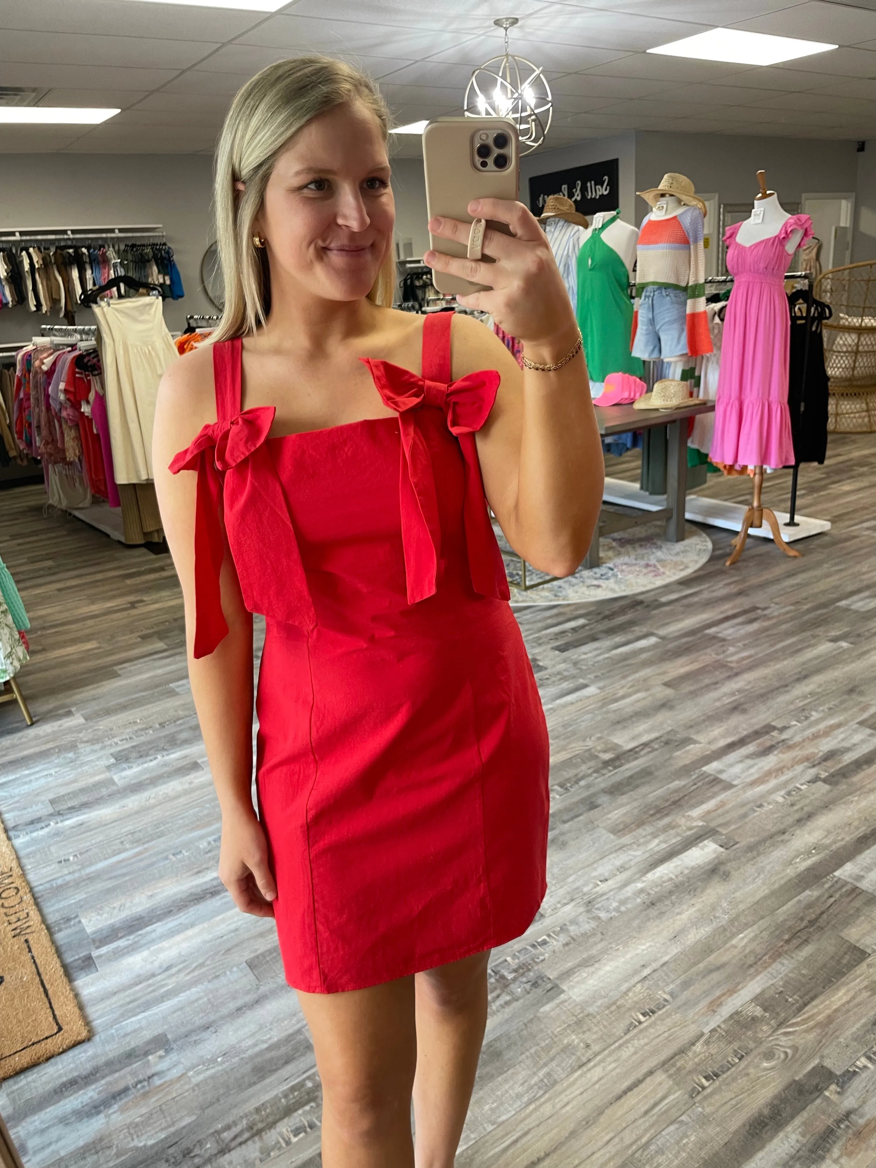 Bow Detail Dress - Red