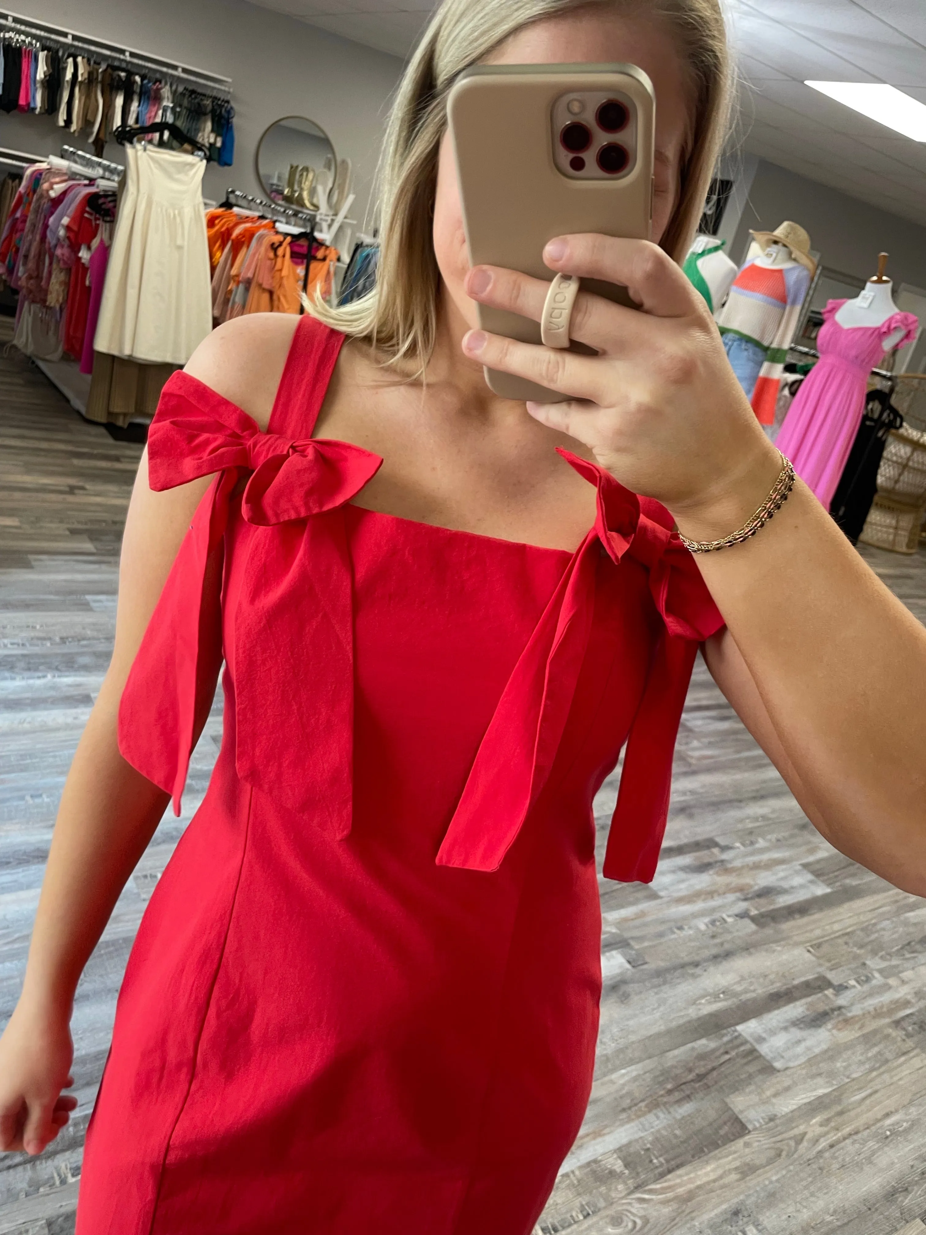 Bow Detail Dress - Red