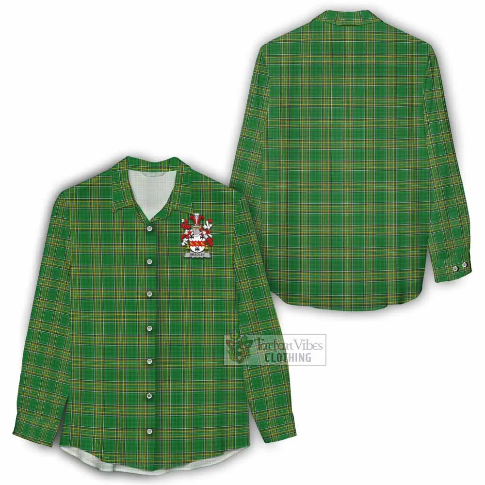 Bradley Irish Clan Tartan Women's Casual Shirt with Coat of Arms