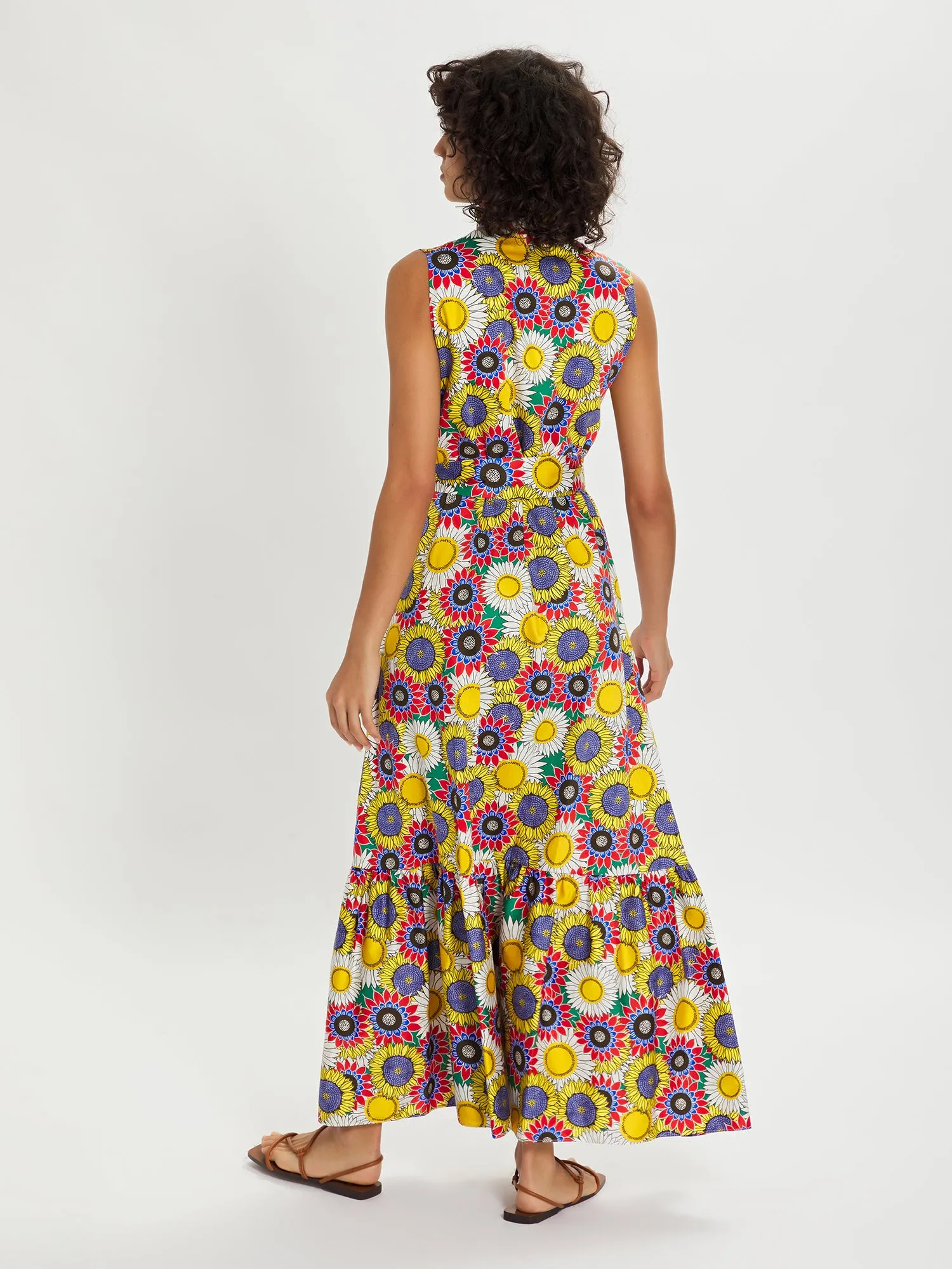 Brooke Cotton Summer Maxi Dress - Yellow/Blue