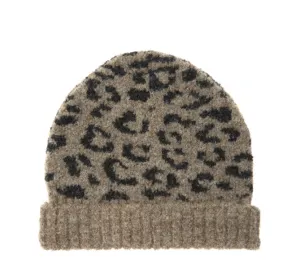 Brown Animal Print Knit Baby Hat