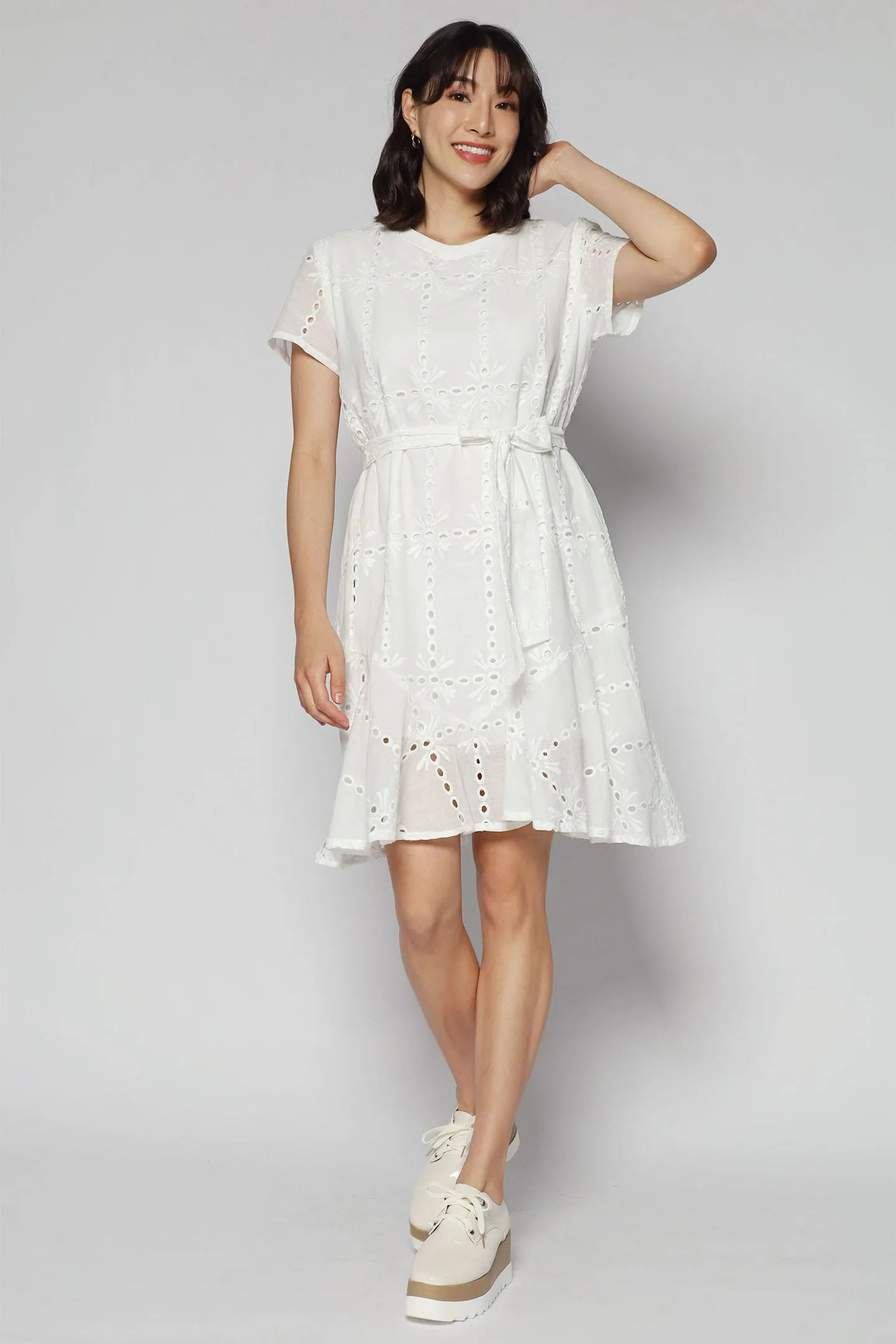 Bundchen Dress in White Crochet