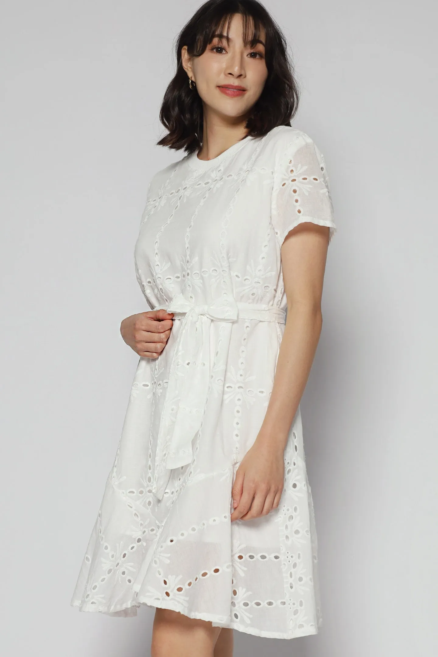 Bundchen Dress in White Crochet