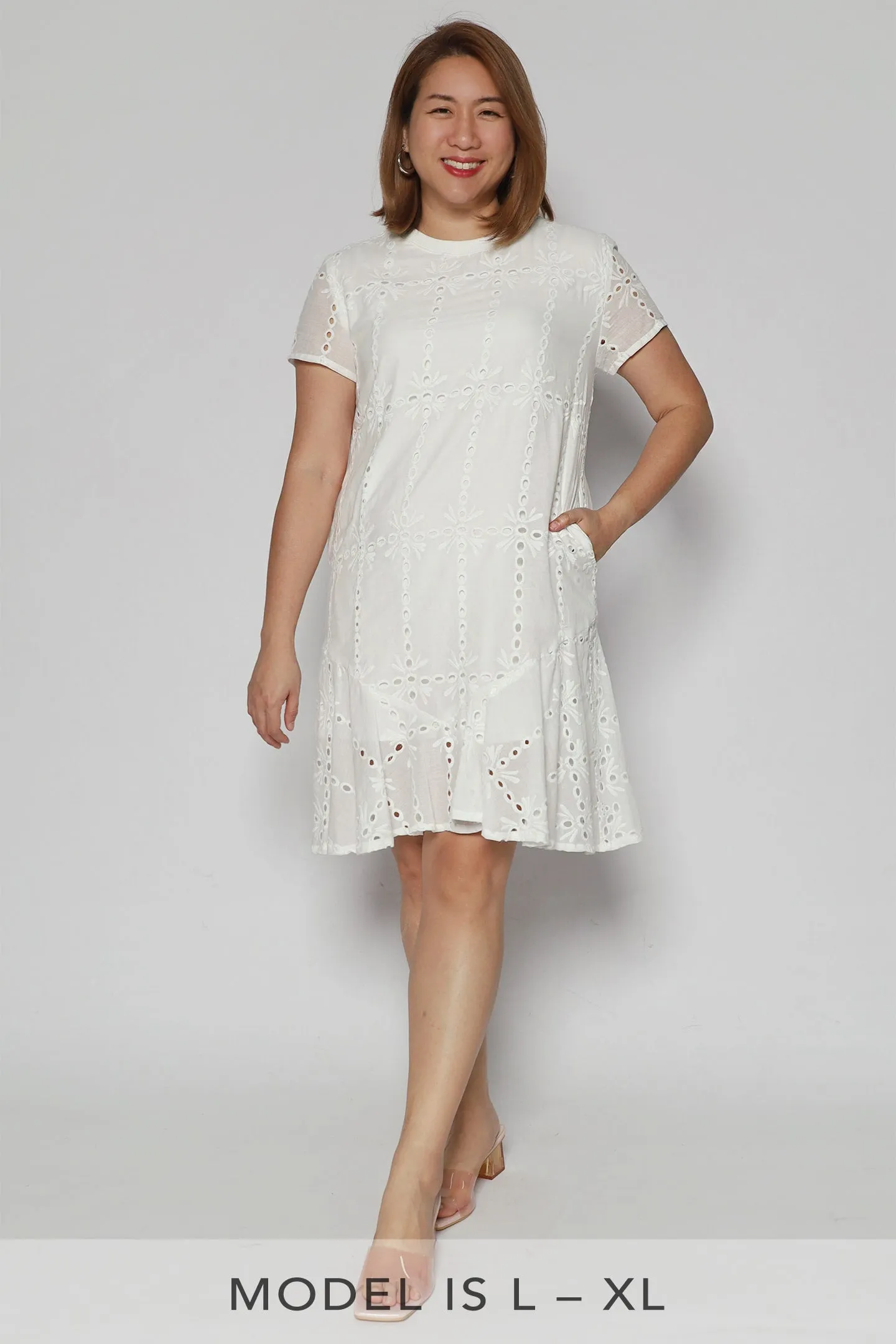 Bundchen Dress in White Crochet