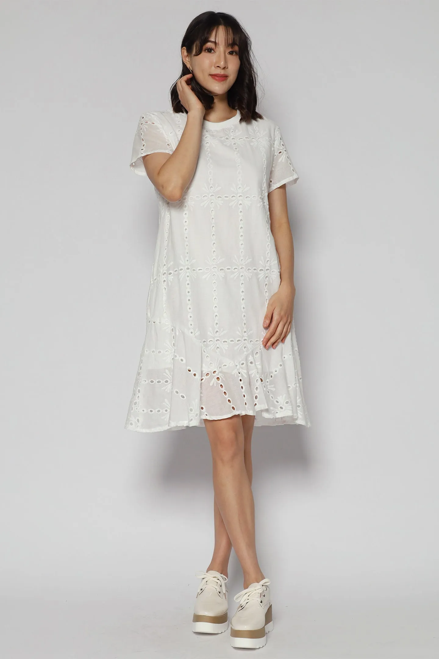 Bundchen Dress in White Crochet