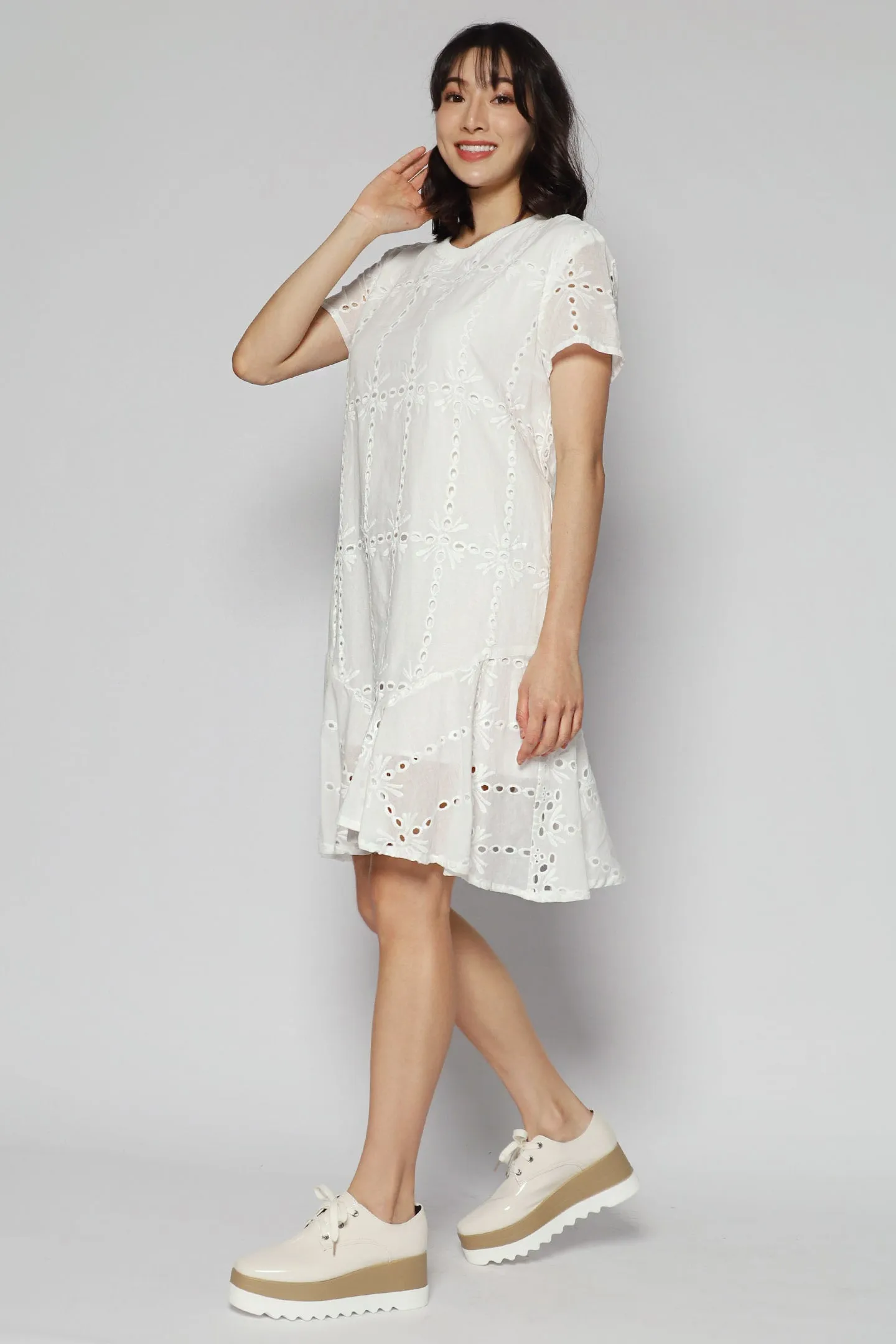 Bundchen Dress in White Crochet