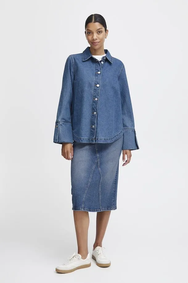 b.young Byleya Denim Skirt Midi