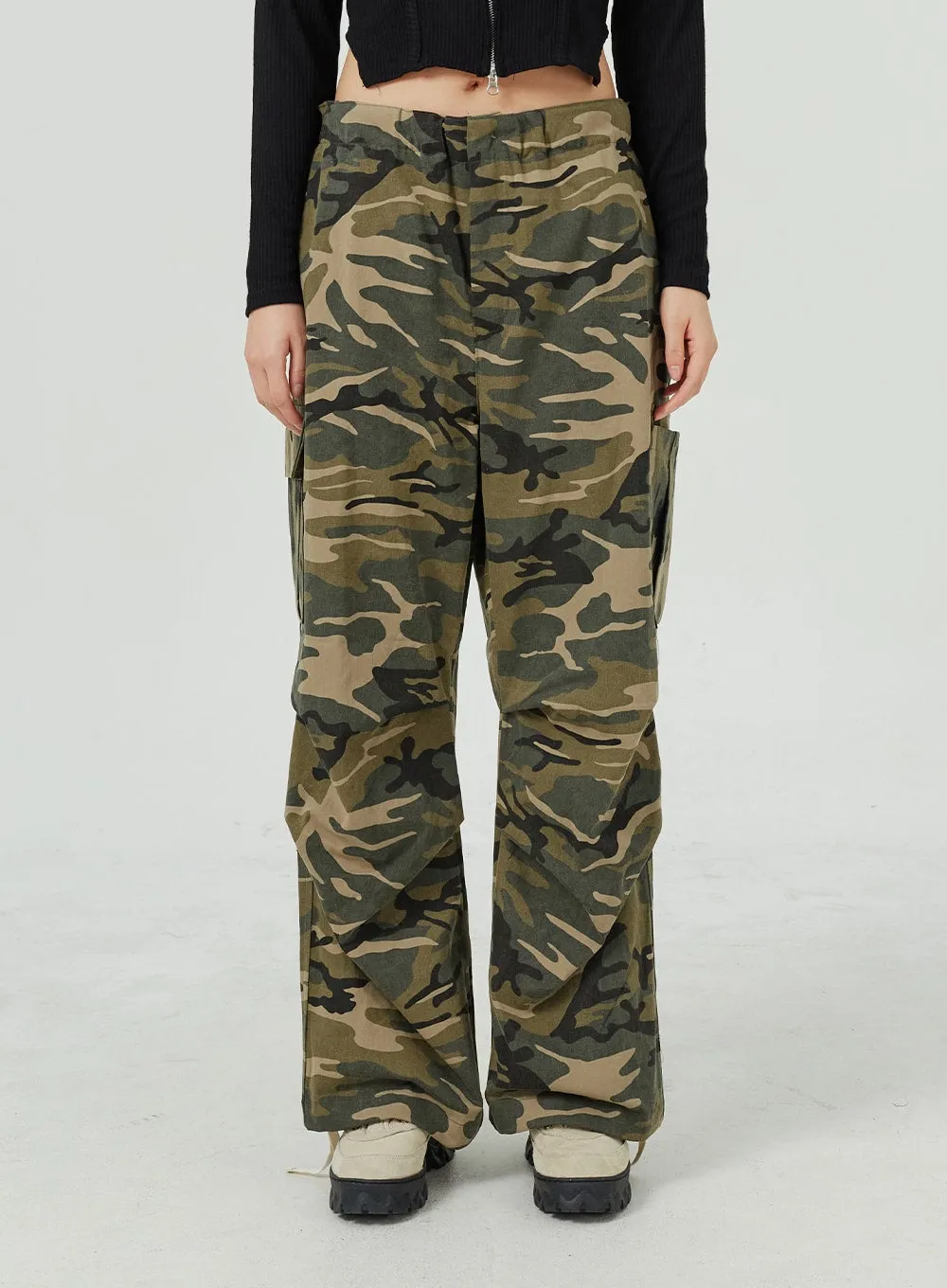 Camo Cargo Wide Leg Pants CM317