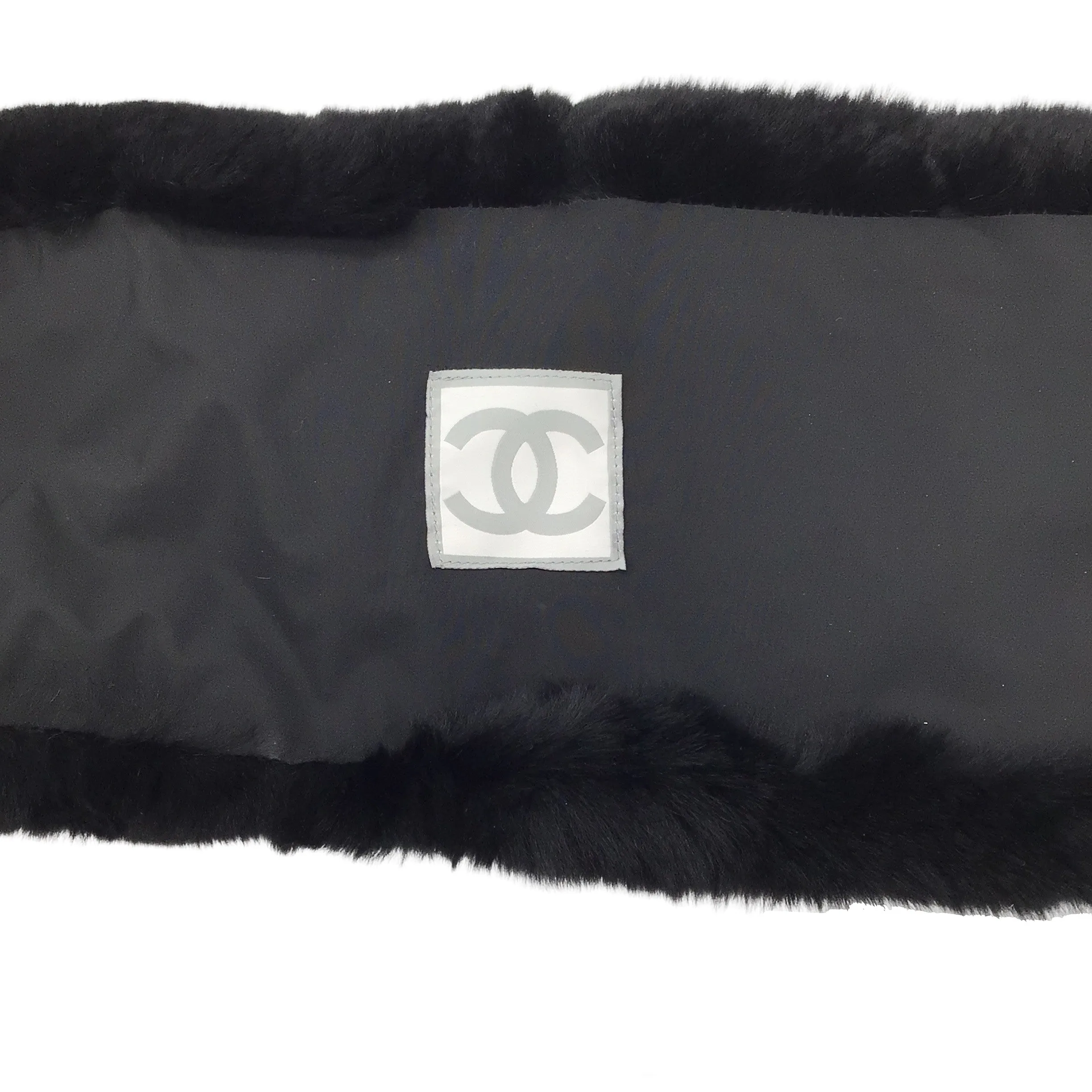 Chanel Black Rex Rabbit Fur Collar / Scarf