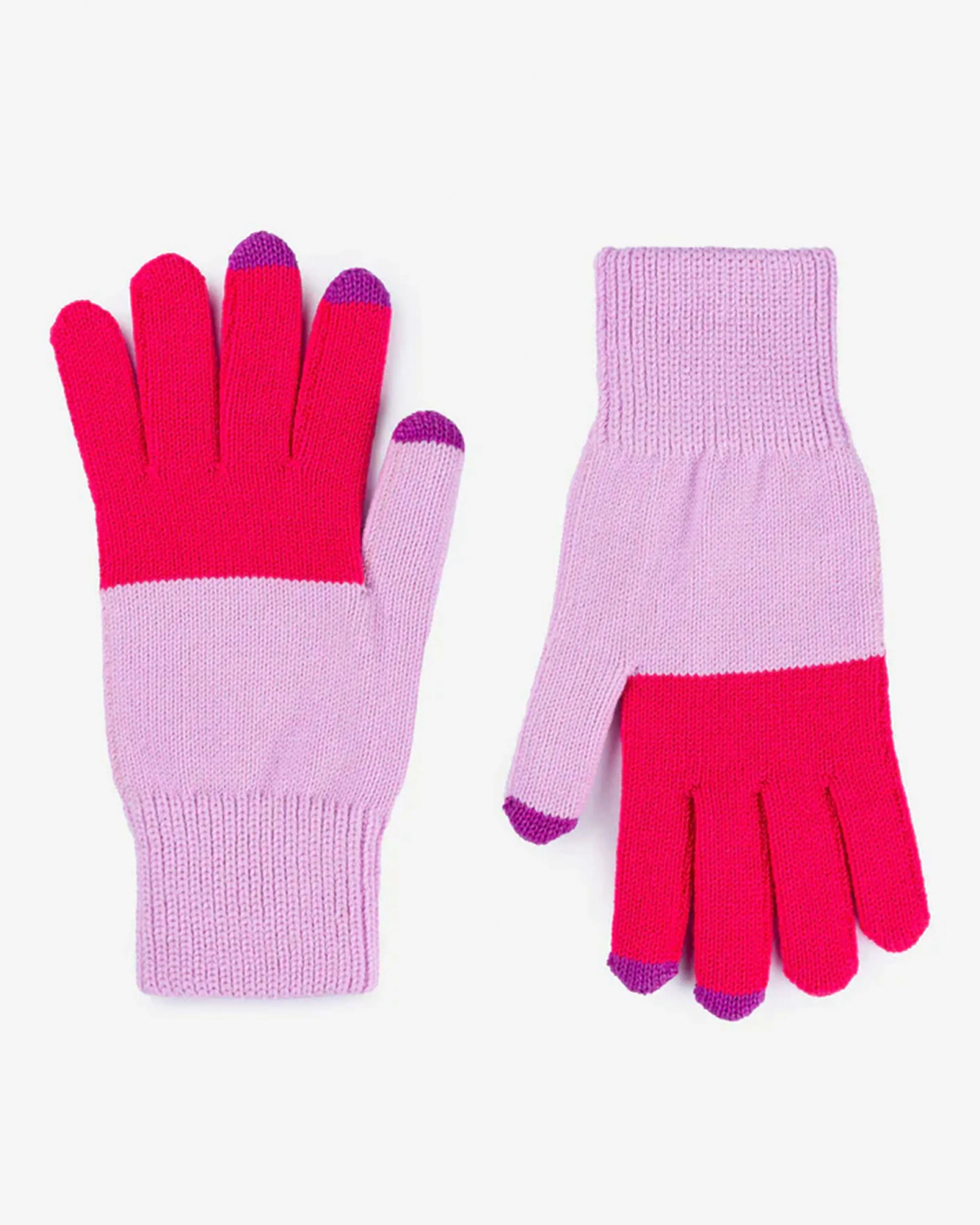 Colorblock Touchscreen Gloves - Fuchsia   Lilac