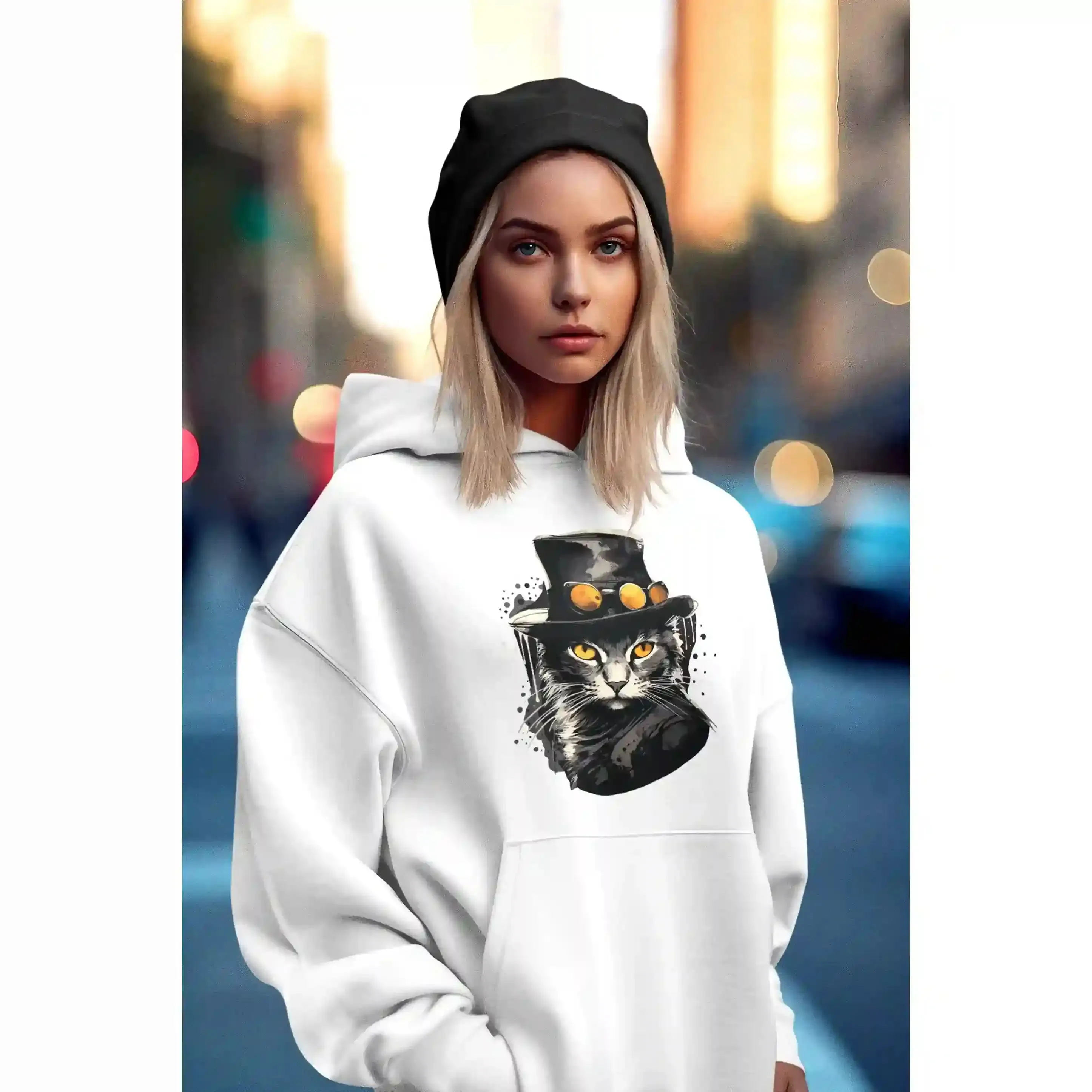 Damen Hoodie mit Katzenmotiv "Bayou Cat"